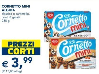 Esselunga CORNETTO MINI ALGIDA classico o caramello, conf. 8 gelati, 288 g offerta