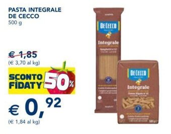 Esselunga PASTA INTEGRALE DE CECCO 500 g offerta
