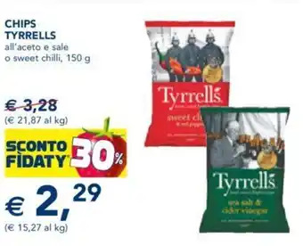 Esselunga CHIPS TYRRELLS all'aceto e sale o sweet chilli, 150 g offerta