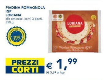 Esselunga PIADINA ROMAGNOLA IGP LORIANA alla riminese, conf. 3 pezzi, 350 g offerta