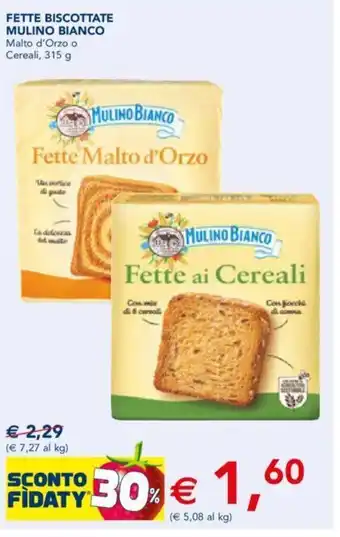 Esselunga FETTE BISCOTTATE MULINO BIANCO Malto d'Orzo o Cereali, 315 g offerta