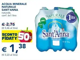 Esselunga ACQUA MINERALE NATURALE SANT'ANNA naturale, conf. 6x1 litro offerta