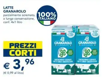 Esselunga LATTE GRANAROLO parzialmente scremato, a lunga conservazione, ITALIANO conf. 4x1 litro offerta