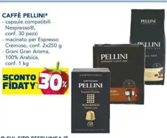 Esselunga CAFFÈ PELLINI* capsule compatibili NespressoⓇ, conf. 30 pezzi - macinato per Espresso Cremoso, conf. 2x250 g offerta