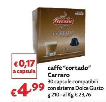 Pam Carraro Caffe Cortado 30 Capsule Compatibili Con Sistema Dolce Gusto offerta