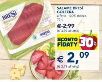 Esselunga SALAME BRESÌ GOLFERA a fette, 100% manzo, 75 g offerta