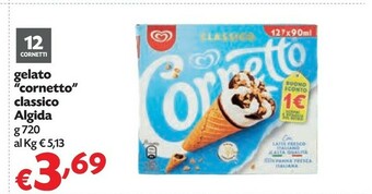Pam Algida Algida - Cornetto Classico con Latte Fresco Italiano di Alta Qualità 60 g 720 g(ml) offerta