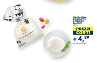 Esselunga MOZZARELLA FIORDILATTE CASEIFICIO PALAZZO 450 g offerta