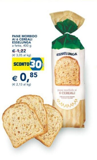 Esselunga PANE MORBIDO AI 6 CEREALI ESSELUNGA a fette, 400 g offerta