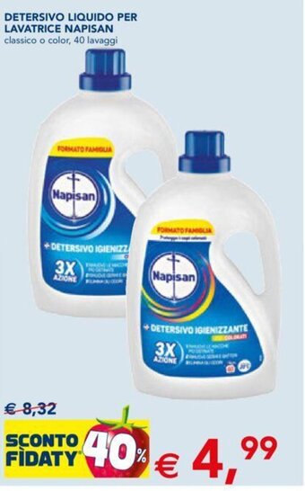 Esselunga DETERSIVO LIQUIDO PER LAVATRICE NAPISAN classico o color, 40 lavaggi offerta