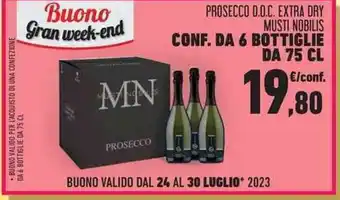 Conad City PROSECCO D.O.C. EXTRA DRY MUSTI NOBILIS CONF. DA 6 BOTTIGLIE DA 75 CL offerta