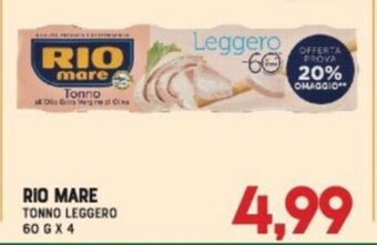 Gran Risparmio RIO MARE TONNO LEGGERO 60 GX 4 offerta