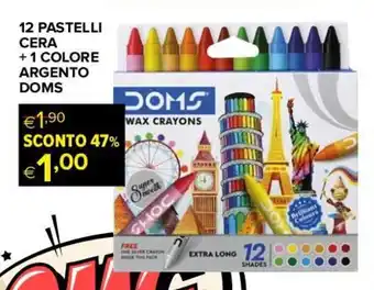 12 PASTELLI CERA + 1 COLORE ARGENTO DOMS