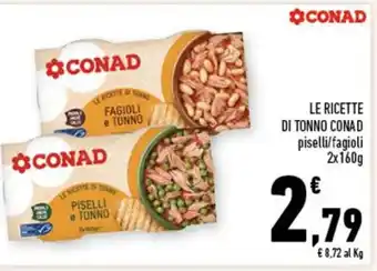 Conad LE RICETTE DI TONNO CONAD piselli/fagioli 2x160g offerta