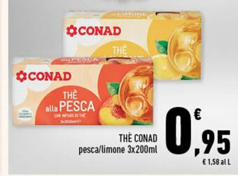 Conad THE CONAD pesca/limone 3x200ml offerta