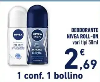 Conad DEODORANTE NIVEA ROLL-ON vari tipi 50ml offerta