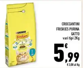 Conad CROCCANTINI FRISKIES PURINA GATTO vari tipi 2Kg offerta