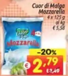 Centro Commerciale Discount Cuor di Malga Mozzarella 4x125g offerta
