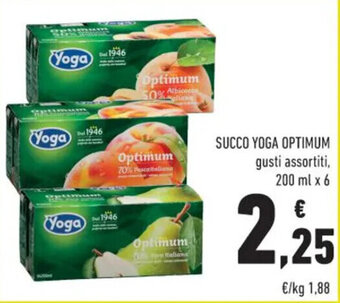 Conad SUCCO YOGA OPTIMUM gusti assortiti, 200 ml x 6 offerta
