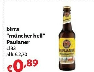 Pam Paulaner Munchen - Paulaner Munchner Hell 330 g(ml) offerta