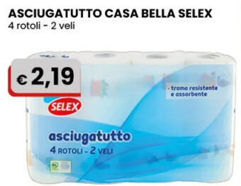 Gala Supermercati ASCIUGATUTTO CASA BELLA SELEX 4 rotoli - 2 veli offerta