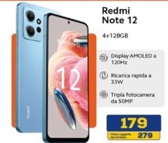 Euronics Xiaomi Redmi Note 12 4+128GB offerta