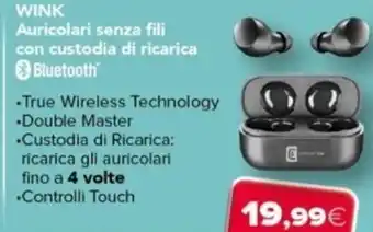 Euronics Cellularline WINK Auricolari senza fili con custodia di ricarica Bluetooth® offerta