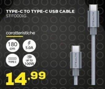 Euronics Stealth TYPE-C TO TYPE-C USB CABLE STITO001G offerta