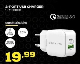 Euronics STEALTH 2-PORT USB CHARGER STMT0008 offerta