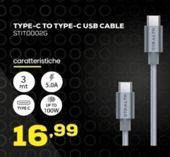 Euronics STEALTH TYPE-C TO TYPE-C USB CABLE STIT00026 offerta