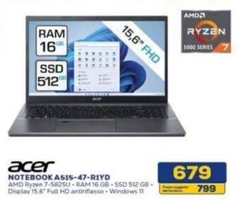 Euronics acer NOTEBOOK A515-47-R1YD offerta