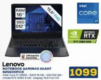 Euronics Lenovo NOTEBOOK GAMING3 151AH7 825900PCIX offerta