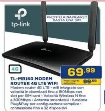 Euronics tp-link TL-MR150 MODEM ROUTER 4G LTE WIFI offerta