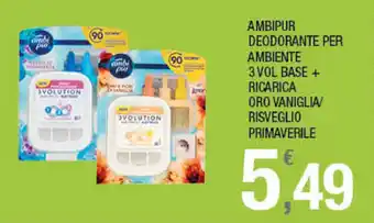 Splendidi e Splendenti Ambipur Deodorante per Ambiente 3 Vol Base + Ricarica Oro Vaniglia/Risveglio Primaverile offerta