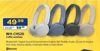Euronics SONY Cuffie wireless WH-CH520 offerta