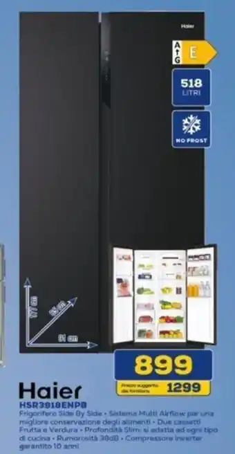 Euronics Haier Haier Frigorifero Side By Side HSR3918ENPB offerta