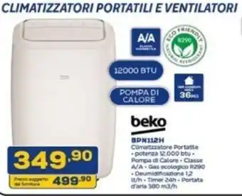 Euronics beko CLIMATIZZATORI PORTATILI E VENTILATORI offerta