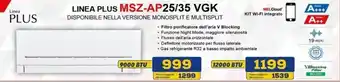 Euronics Mitsubishi Electric LINEA PLUS MSZ-AP25/35 VGK 9000 BTU offerta