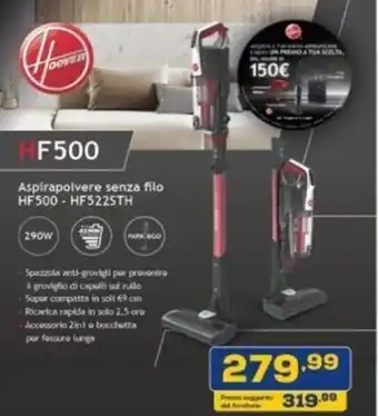 Euronics Hoover Aspirapolvere senza filo HF 500-HF5225TH offerta