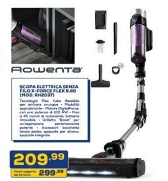 Euronics ROWENTA SCOPA ELETTRICA SENZA FILO X-FORCE FLEX 9.60 (MOD. RH2037) offerta