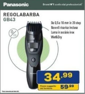 Euronics Panasonic REGOLABARBA GB43 offerta