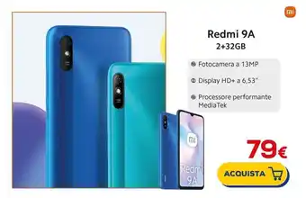 Euronics Redmi 9A 2+32GB offerta