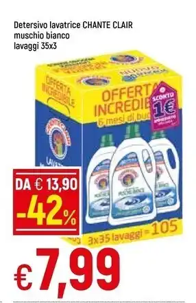Famila Chanteclair detersivo lavatrice muschio bianco lavaggi 35x3 offerta