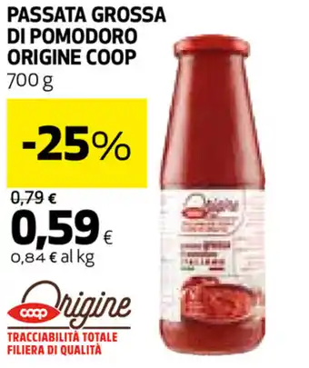 Coop Coop Origine Passata Grosso di Pomodoro 700g offerta