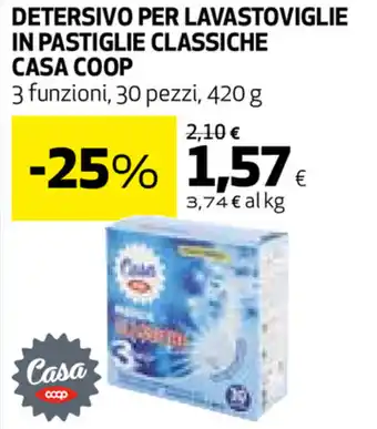 Coop Coop Casa Detersivo per Lavastoviglie in Pastiglie Classiche 30 pezzi 420g offerta