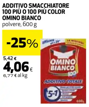 Coop Omino Bianco Additivo Smacchiatore 100 Più o 100 Più Color 600g offerta