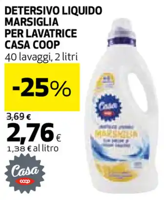 Coop Coop Casa Detersivo Liquido Marsiglia per Lavatrice 2 litri offerta