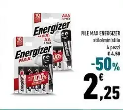 Conad Energizer pile max stilo offerta