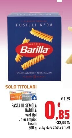 Conad City Barilla pasta di semola offerta