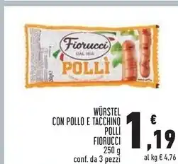 Conad City Fiorucci wurstel con pollo e tacchino polli offerta